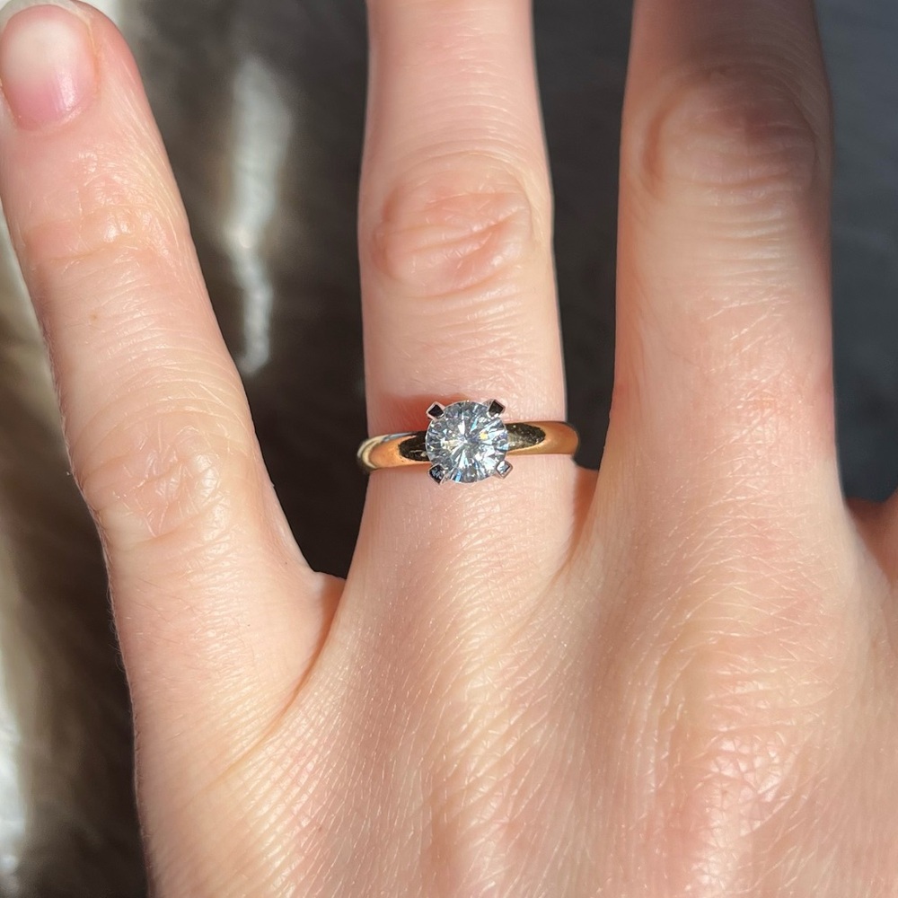 Vintage 18K Gold Plated Vargas Solitaire Ring